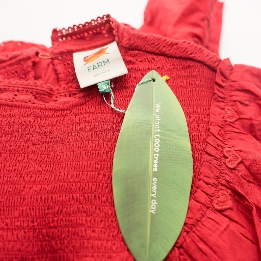 FARM Rio Red Ruffled Peasant Blouse - Picture 4 of 14